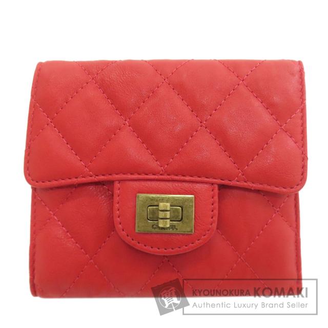 シャネル CHANEL 2.55 マトラッセ コンパクトウォレット ゴールド金具 中古