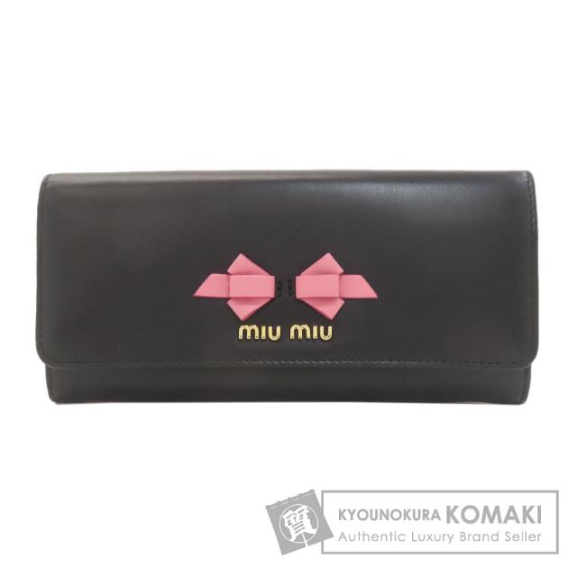 ミュウミュウ MIUMIU リボンモチーフ 長財布（小銭入れあり） レザー レディース 中古