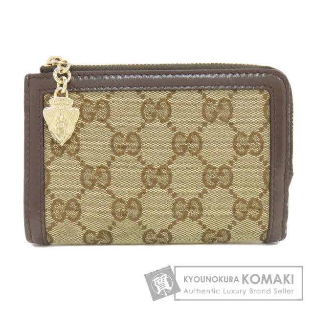 GUCCI ロゴプレート フラップGGキャンバス 長財布 ブラウン