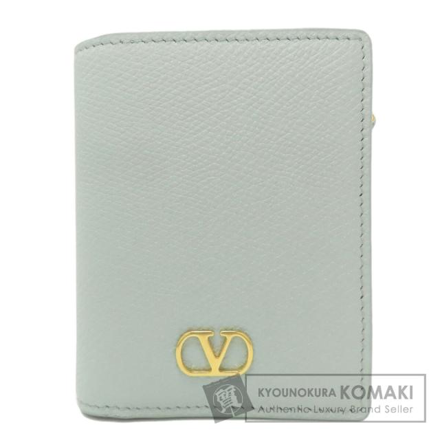 バレンティノ VALENTINO ロゴ 二つ折り財布（小銭入れあり） レザー レディース 中古