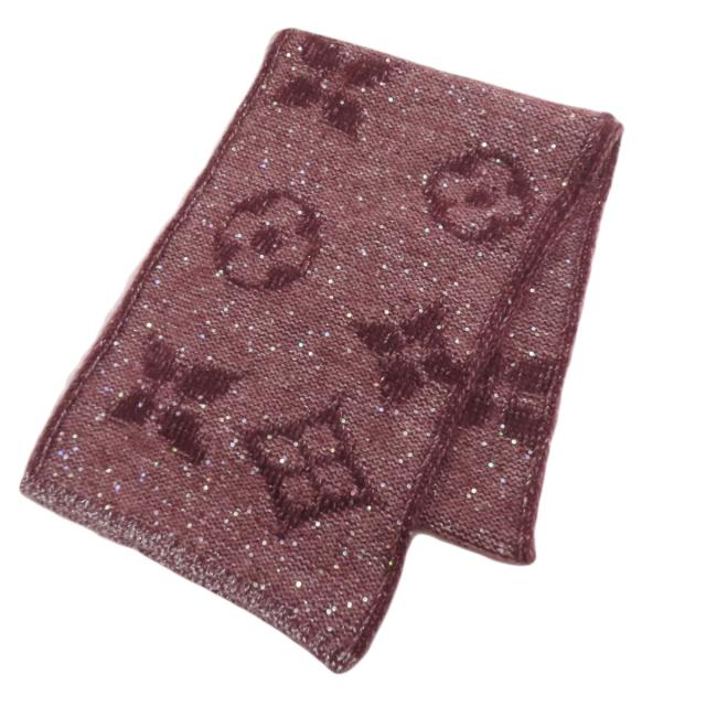 ルイヴィトン LOUIS VUITTON モノグラム スパンコール マフラー モヘヤ レディース 中古_1