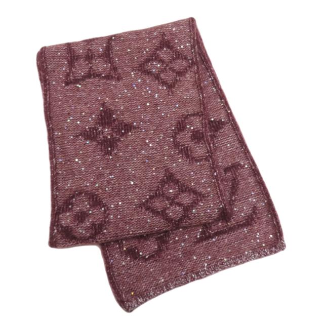 ルイヴィトン LOUIS VUITTON モノグラム スパンコール マフラー モヘヤ レディース 中古_2