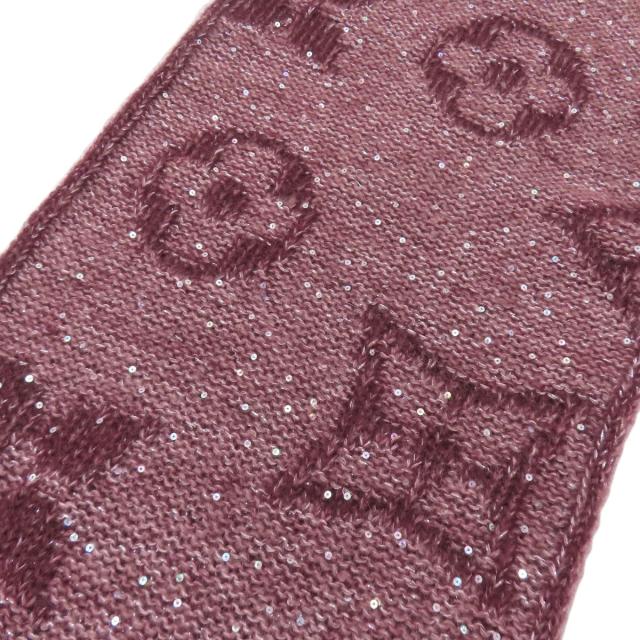 ルイヴィトン LOUIS VUITTON モノグラム スパンコール マフラー モヘヤ レディース 中古_3