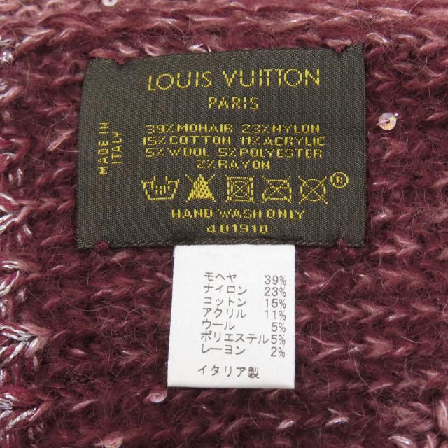 ルイヴィトン LOUIS VUITTON モノグラム スパンコール マフラー モヘヤ レディース 中古_4