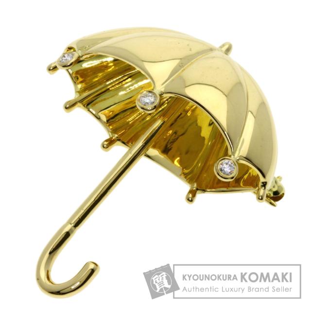 ティファニー TIFFANY&Co. アンブレラ 3P ダイヤモンド ブローチ K18 