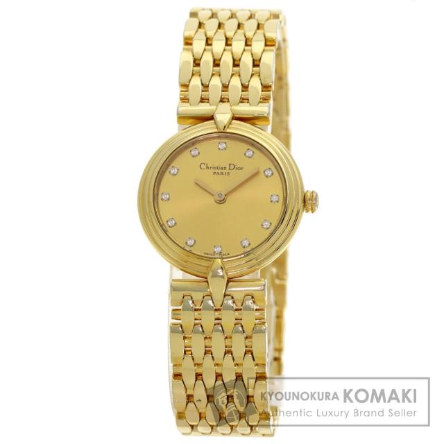 クリスチャンディオール CHRISTIAN DIOR D68-150 ラウンドフェイス 腕時計 GP GP レディース 中古