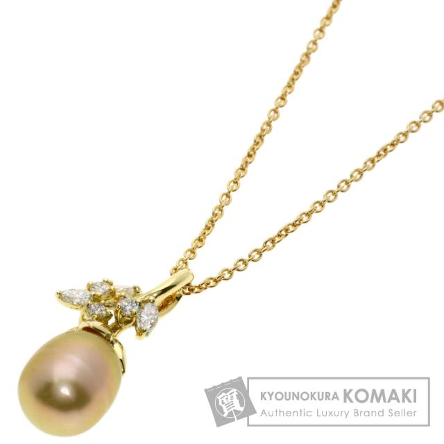 クイーン Queen  ゴールデンパール 真珠 ダイヤモンド  ネックレス K18イエローゴールド 中古