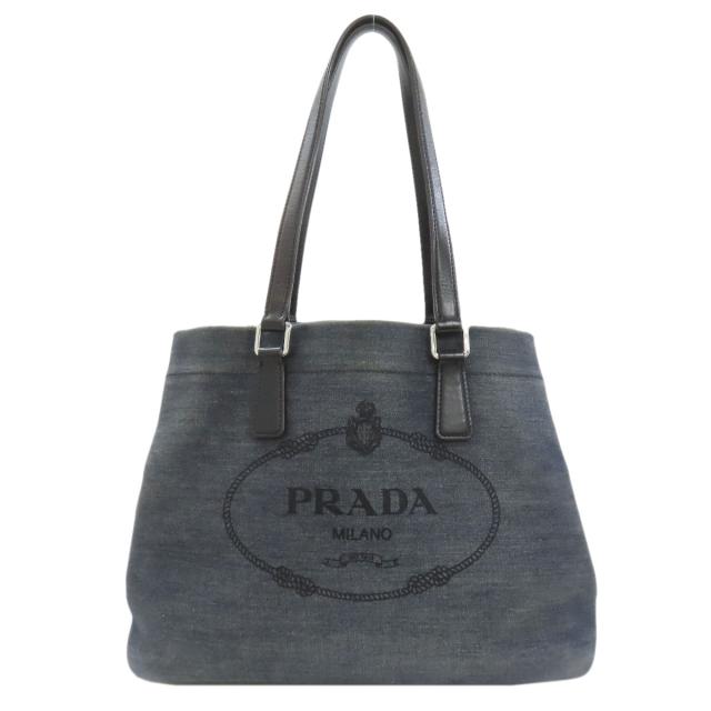 プラダ PRADA  ロゴ  トートバッグ デニム レディース  中古_1