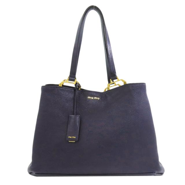 ミュウミュウ MIUMIU ロゴ トートバッグ レザー レディース 中古_1