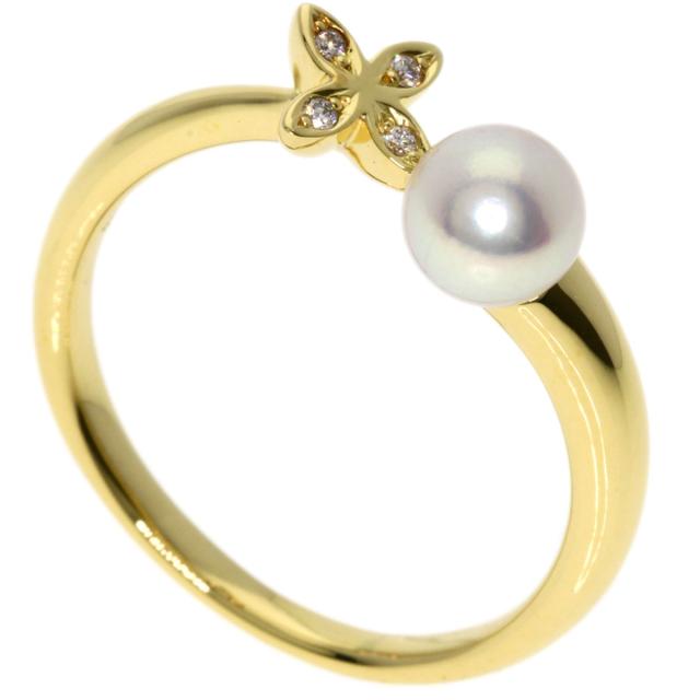 ミキモト MIKIMOTO パール 真珠 ダイヤモンド リング・指輪 K18イエローゴールド 中古_1