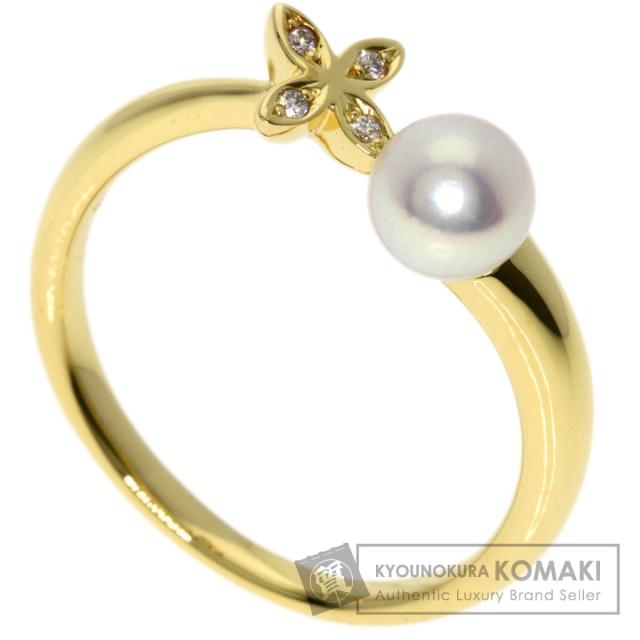 ミキモト MIKIMOTO パール 真珠 ダイヤモンド リング・指輪 K18イエローゴールド 中古