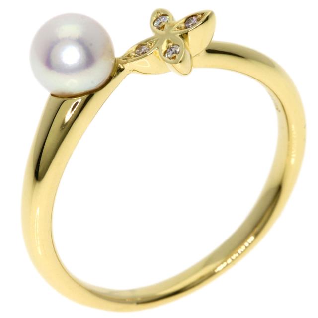 ミキモト MIKIMOTO パール 真珠 ダイヤモンド リング・指輪 K18イエローゴールド 中古_2