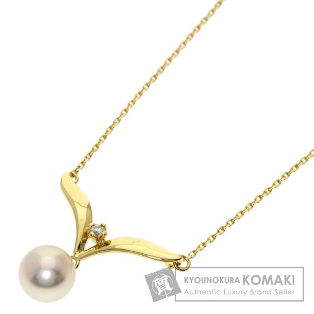 ミキモト MIKIMOTO  パール 真珠 ダイヤモンド  ネックレス K18イエローゴールド レディース  中古