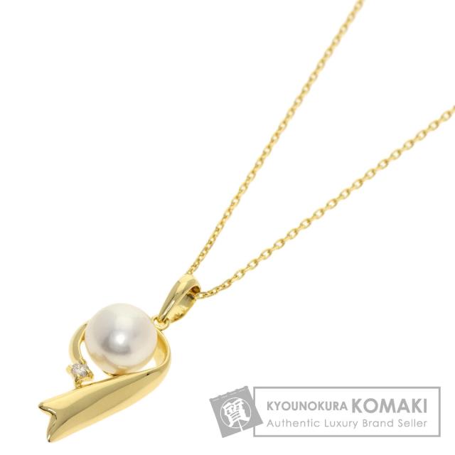 ミキモト MIKIMOTO パール 真珠 ダイヤモンド ネックレス K18イエロー 