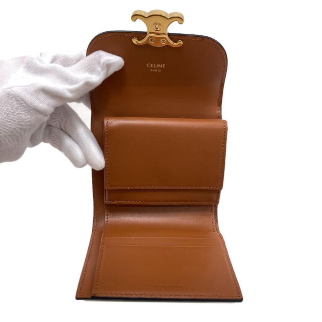 セリーヌ CELINE トリオンフ 二つ折り財布（小銭入れあり） レザー レディース 中古_5