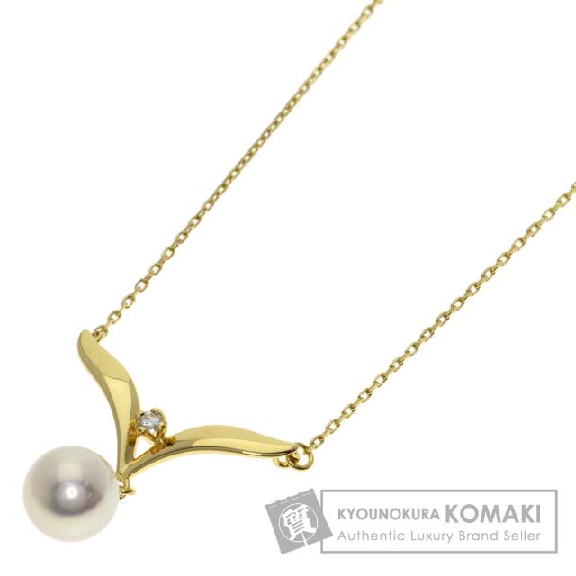 ミキモト MIKIMOTO パール 真珠 ダイヤモンド ネックレス K18イエローゴールド レディース 中古