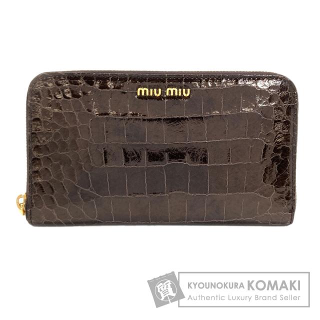 ミュウミュウ MIUMIU 型押し 長財布（小銭入れあり） レザー レディース 中古