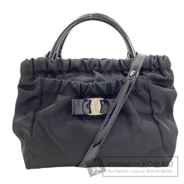 サルヴァトーレフェラガモ Salvatore Ferragamo ヴァラリボン 2WAY ハンドバッグ ナイロン素材 中古