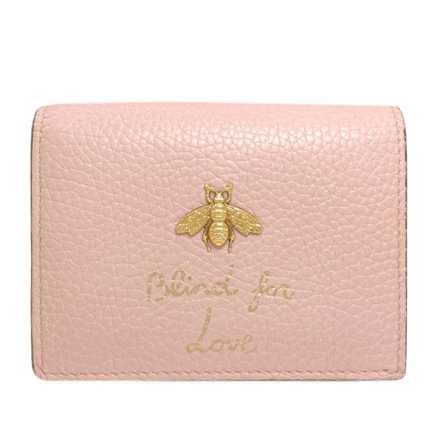 グッチ GUCCI 460185 アニマリエ ビー 二つ折り財布（小銭入れあり） レザー レディース 中古_1