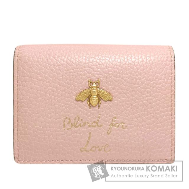 グッチ GUCCI 460185 アニマリエ ビー 二つ折り財布（小銭入れあり） レザー レディース 中古