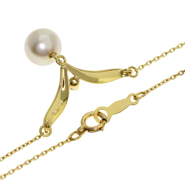 ミキモト MIKIMOTO パール 真珠 1P ダイヤモンド ネックレス K18イエローゴールド 中古_2