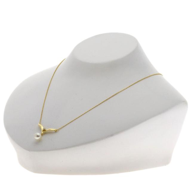 ミキモト MIKIMOTO パール 真珠 1P ダイヤモンド ネックレス K18イエローゴールド 中古_4