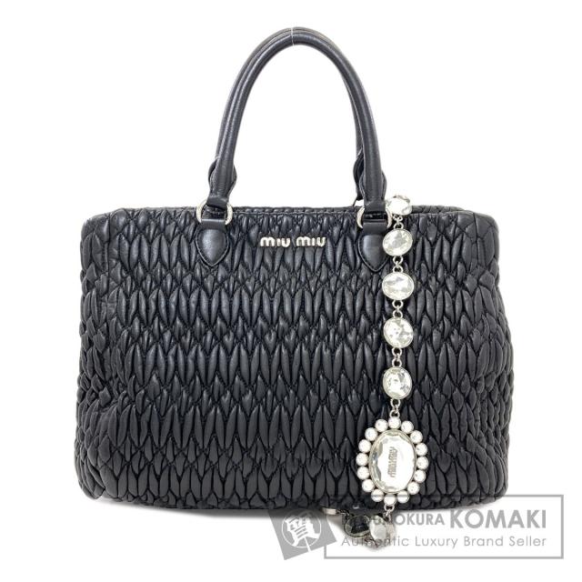 ミュウミュウ MIUMIU クリスタル マテラッセ 2WAY トートバッグ カーフ レディース 中古