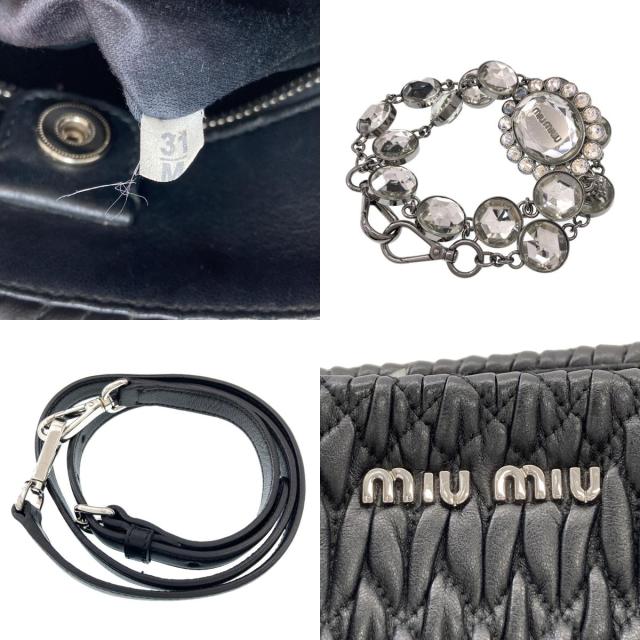 ミュウミュウ MIUMIU クリスタル マテラッセ 2WAY トートバッグ カーフ レディース 中古_4