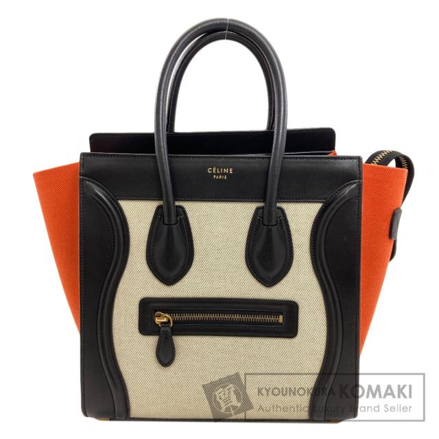 セリーヌ CELINE ラゲージマイクロ ハンドバッグ キャンバス レディース 中古