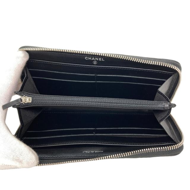 シャネル CHANEL カメリア ココマーク シルバー金具 長財布（小銭入れあり） カーフ 中古_4