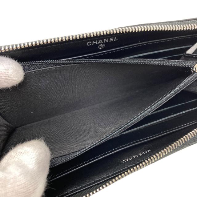 シャネル CHANEL カメリア ココマーク シルバー金具 長財布（小銭入れあり） カーフ 中古_5