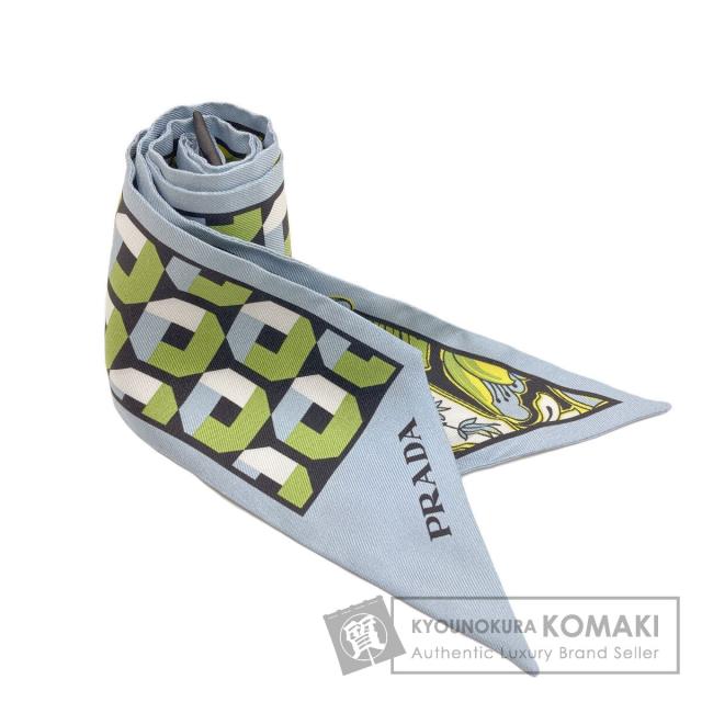 プラダ PRADA プリントシルクツイル スキニースカーフ スカーフ シルク