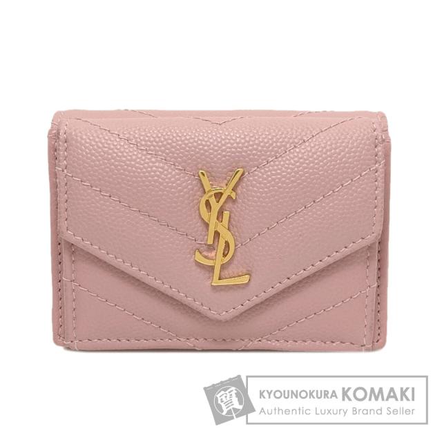 イヴ・サンローラン YVES SAINT LAURENT  Vステッチ コンパクトウォレット  中古