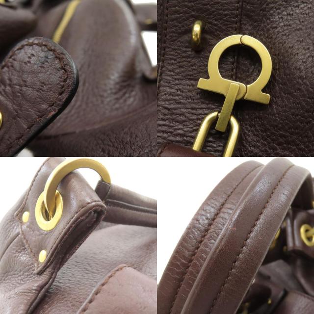 サルヴァトーレフェラガモ Salvatore Ferragamo ガンチー二金具 ハンドバッグ レザー 中古_8