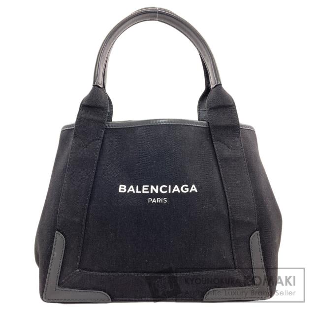 バレンシアガ BALENCIAGA 339933 ネイビーカバスS ハンドバッグ キャンバス レディース 中古