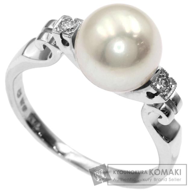 ミキモト MIKIMOTO パール 真珠 ダイヤモンド リング・指輪 K14ホワイトゴールド 中古