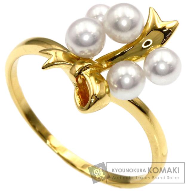 ミキモト MIKIMOTO ミキモト リボン パール 真珠 リング・指輪 K18イエローゴールド 中古
