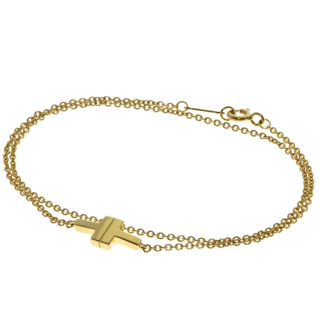 ティファニー TIFFANY&Co. T TOW ダブルチェーン ブレスレット K18 