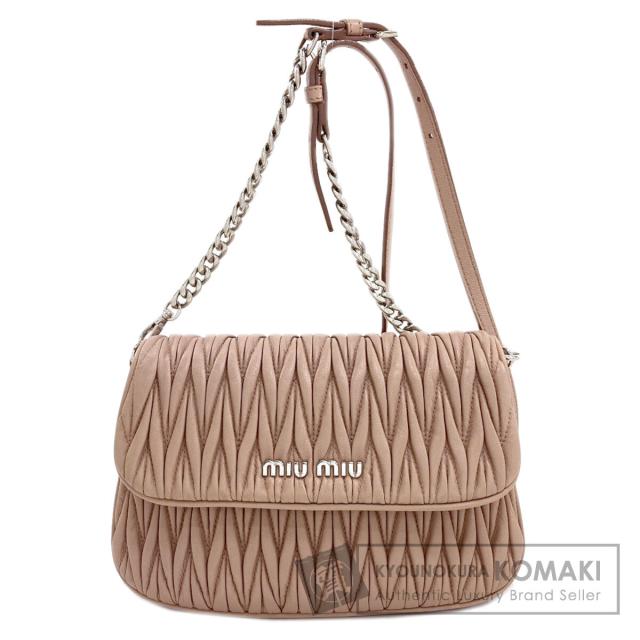 ミュウミュウ MIUMIU  チェーン店肩先  ショルダーバッグ なめし革 レディース  中古