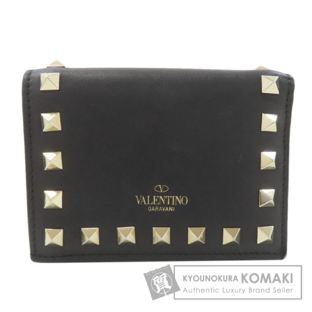 バレンティノ VALENTINO  ロックスタッズ  二つ折り財布（小銭入れあり） レザー レディース 中古