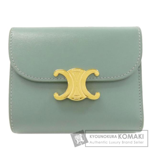 セリーヌ CELINE  トリオンフ フラップ 三つ折り  二つ折り財布（小銭入れあり） レザー 中古