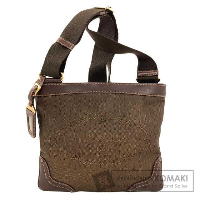 プラダ PRADA ロゴ ショルダーバッグ キャンバス レディース 中古