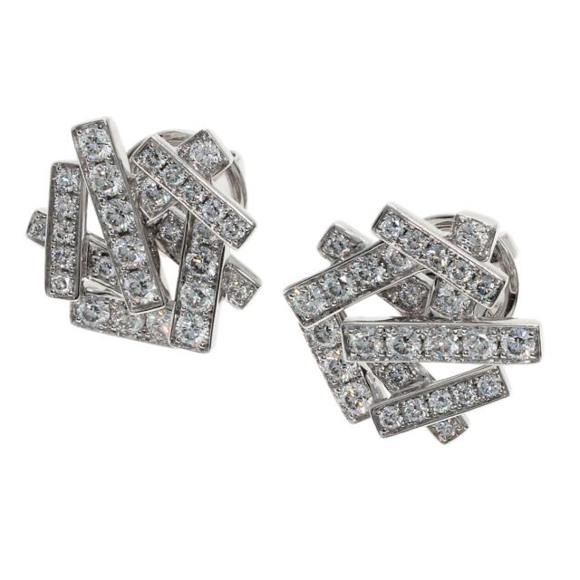 グラフ GRAFF  スレッド ダイヤモンド  ピアス K18ホワイトゴールド レディース  中古_1