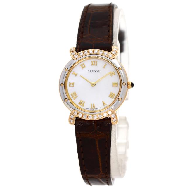 セイコー SEIKO 5A70-0580  クレドール ラグ ダイヤモンド  腕時計 K18ピンクゴールド 革 中古_1