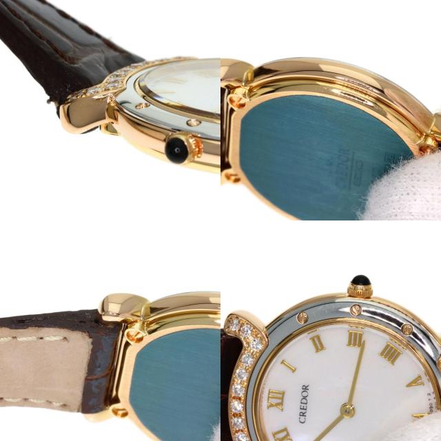 セイコー SEIKO 5A70-0580  クレドール ラグ ダイヤモンド  腕時計 K18ピンクゴールド 革 中古_7