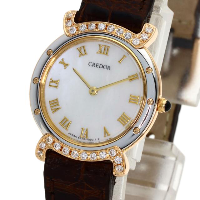 セイコー SEIKO 5A70-0580  クレドール ラグ ダイヤモンド  腕時計 K18ピンクゴールド 革 中古_3