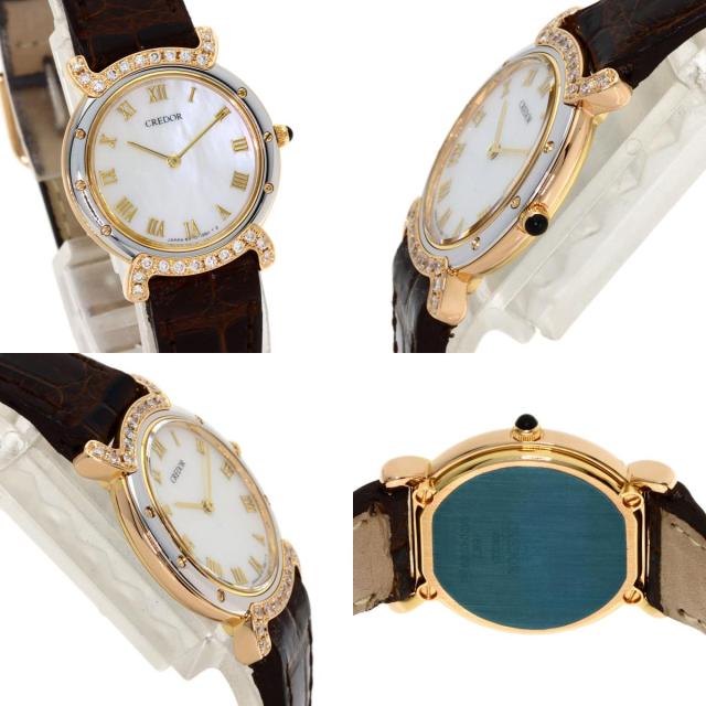 セイコー SEIKO 5A70-0580  クレドール ラグ ダイヤモンド  腕時計 K18ピンクゴールド 革 中古_4
