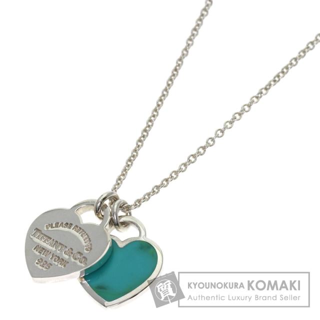 ティファニー TIFFANY&amp;Co.  ダブルハート エナメル  ネックレス シルバー レディース  中古