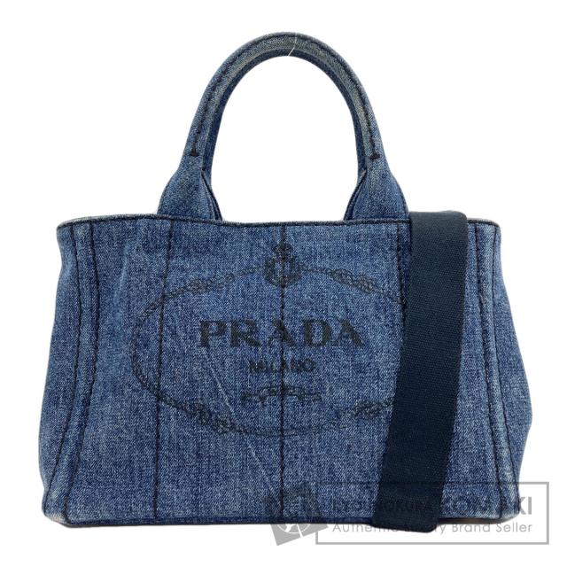 プラダ PRADA カナパミニ 2WAY ハンドバッグ デニム レディース 中古