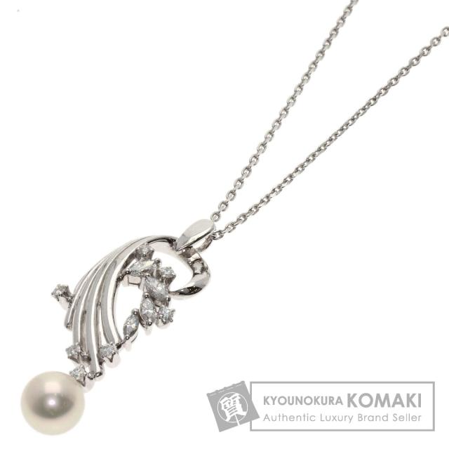 ミキモト MIKIMOTO  パール 真珠 ダイヤモンド  ネックレス K14ホワイトゴールド レディース  中古